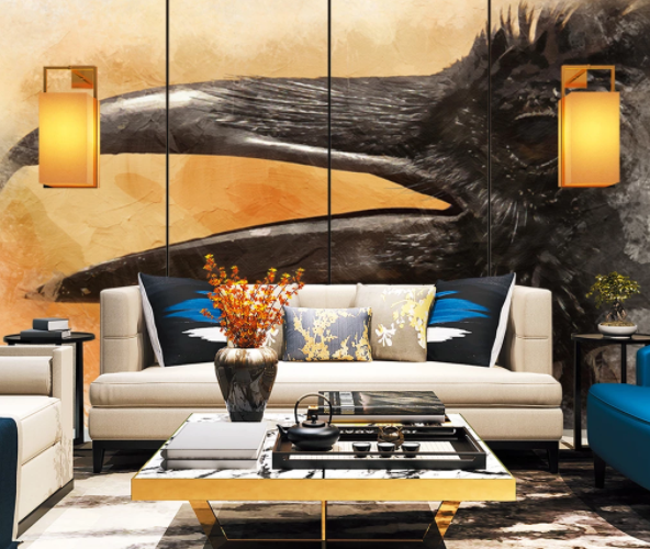 3D Watercolor Animal Crow Wall Mural Wallpaper Lqh 38