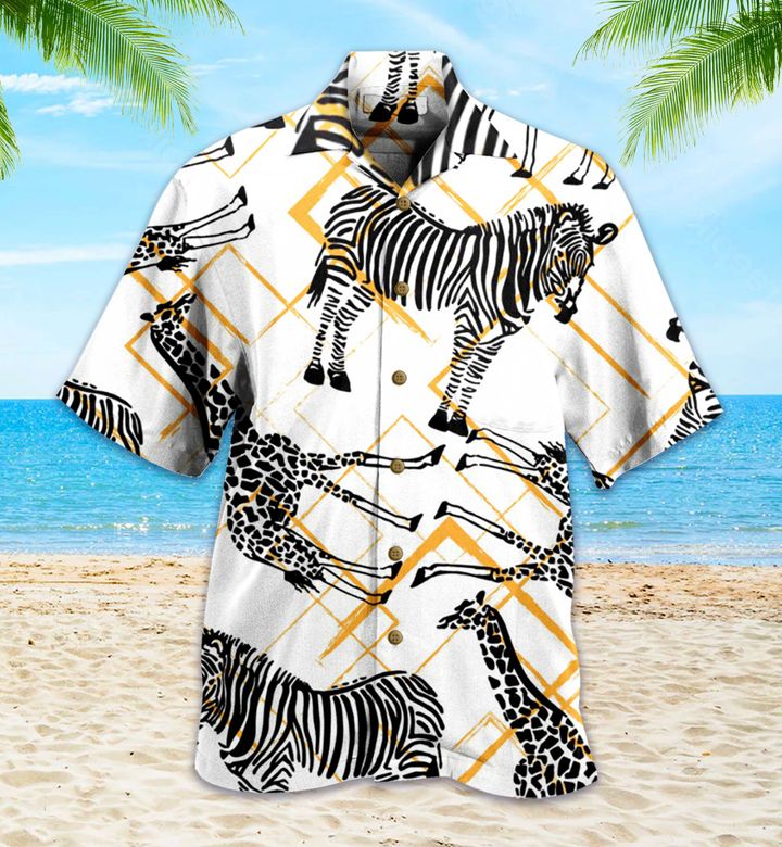 Zebra Giraffe White Funny Hawaiian Shirt Hawaiian Shirt