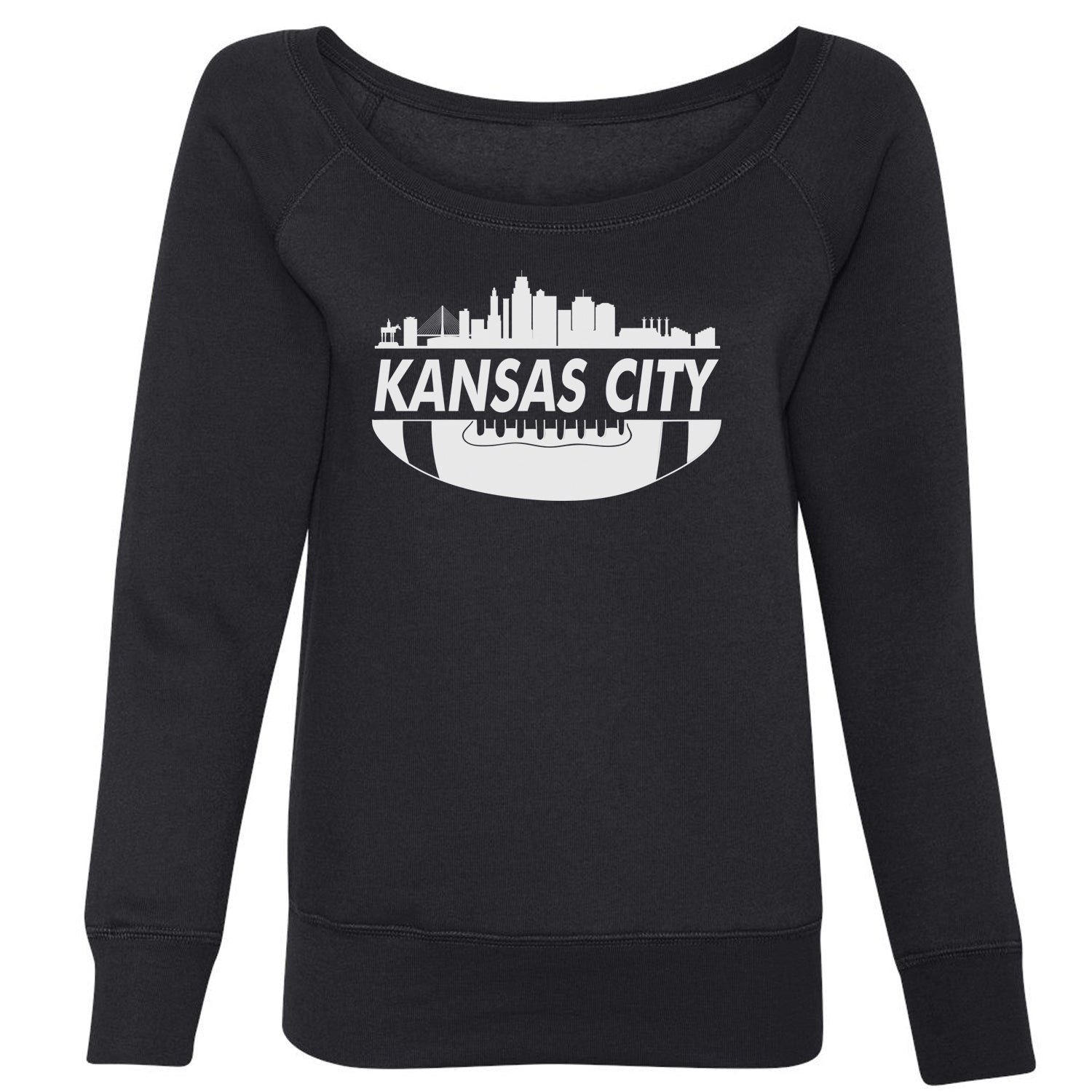 Kansas City Skyline Slouchy Off Shoulder Oversized Sweatshirt