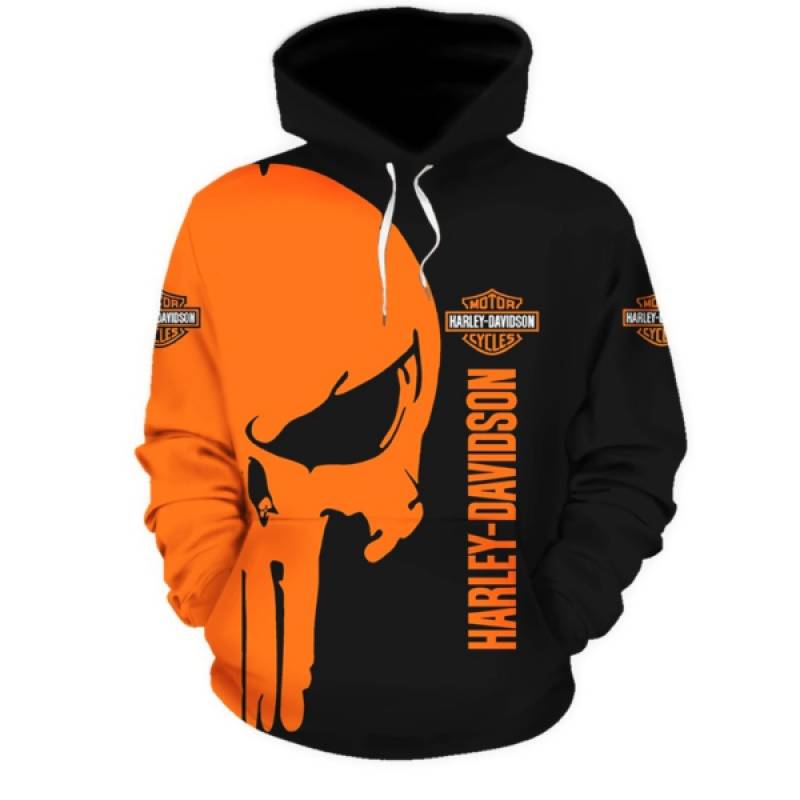 Harley Davidson Punisher Skull All Over Print Hoodie, Shirt, Zip Hoodie ...