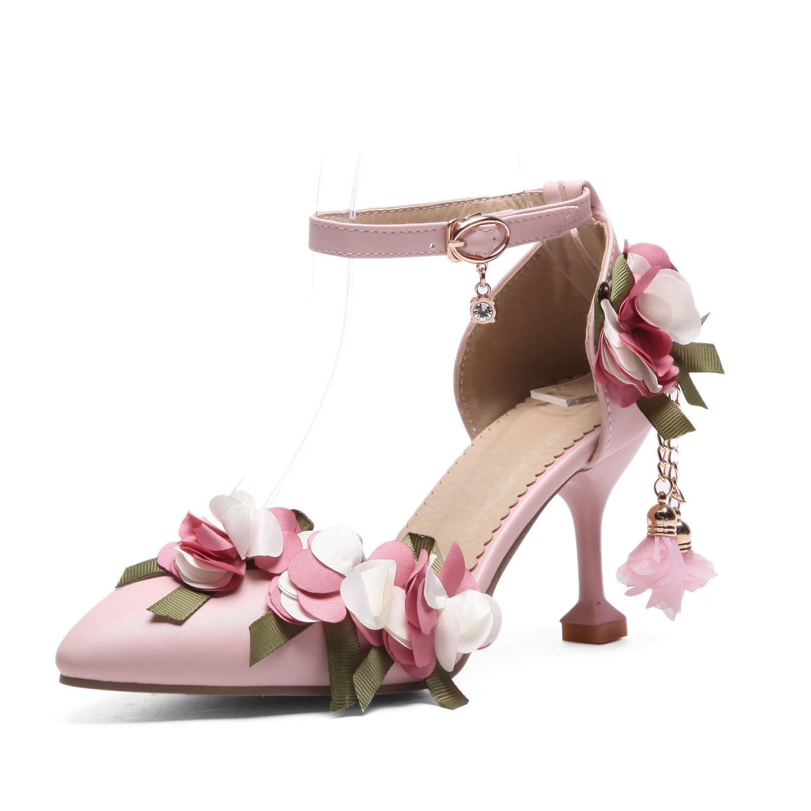 Flower Ankle Strap High Heels Sandals Summer Shoes 2438