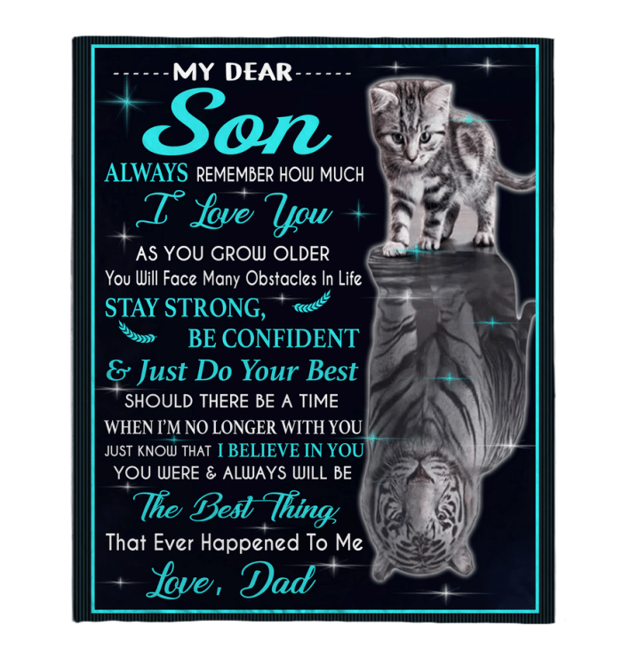 Son Remember How Much I Love You Cat Tiger Kitten Gift From Dad Fleece Blanket