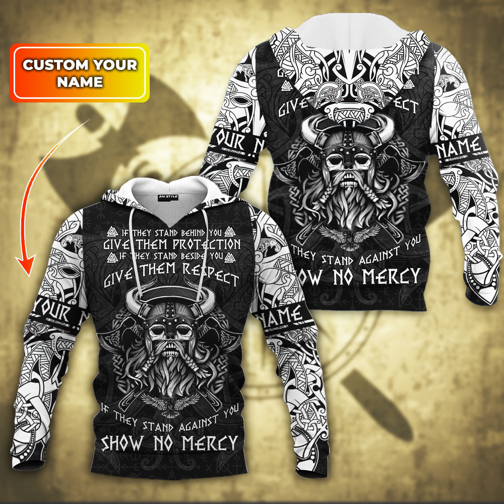Viking Old Norse Mens Show No Mercy Personalized All Over Print Hoodie New Hoodies