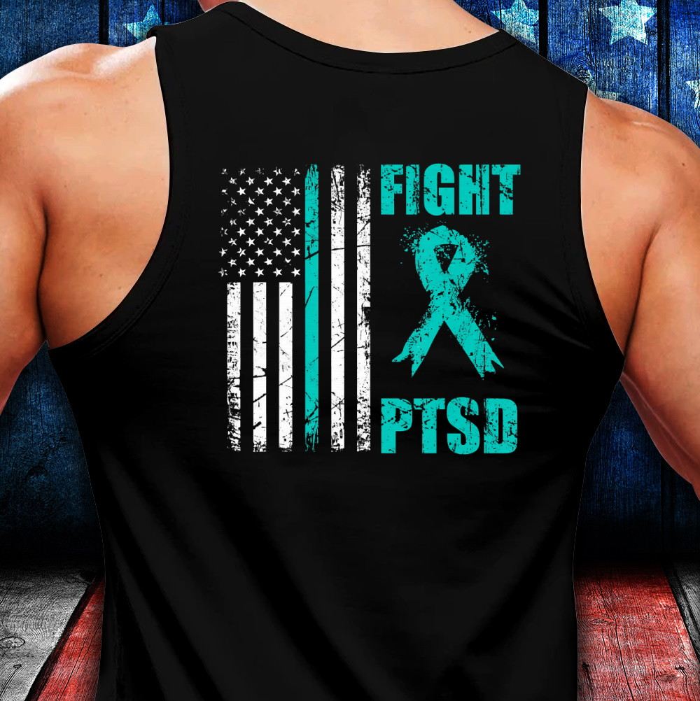 Ptsd Shirt, Fight Ptsd Awareness American Flag Veteran Support Tank ...