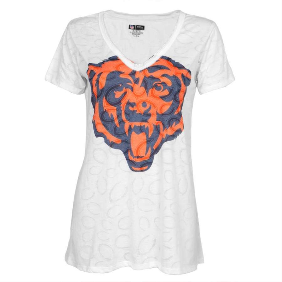 Chicago Bears – Large Logo Juniors Burnout V-Neck T-Shirt