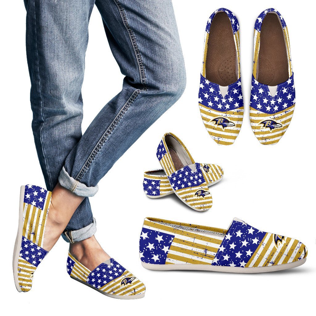 Vintage Star America Flag Baltimore Ravens Women Casual Shoes