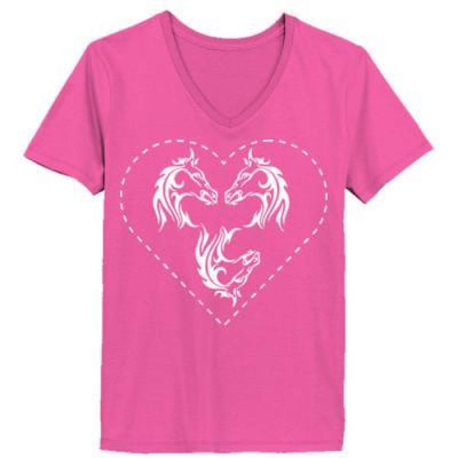 AGR 3 Horse Hearts – Ladies’ V-Neck T-Shirt