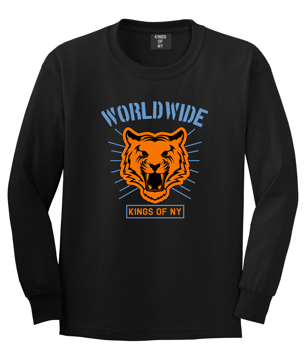 Worldwide Tiger Face Mens Long Sleeve T-Shirt