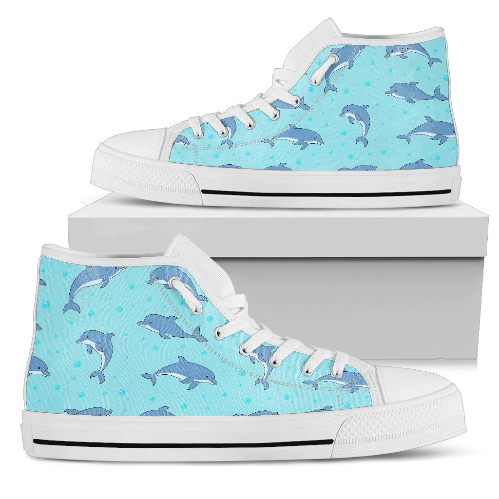 Dolphin Baby Cute Print Pattern Women High Top Shoes