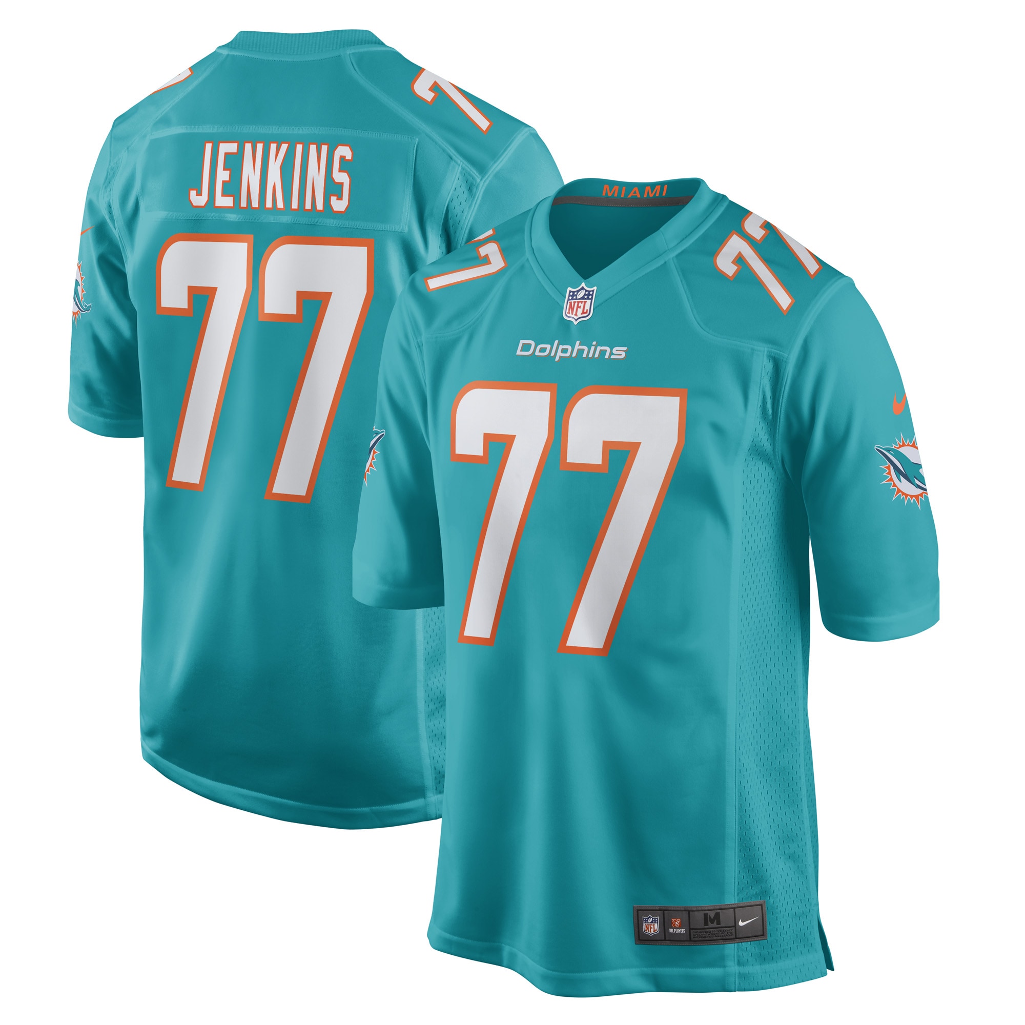 John Jenkins Miami Dolphins Game Player Jersey – Aqua