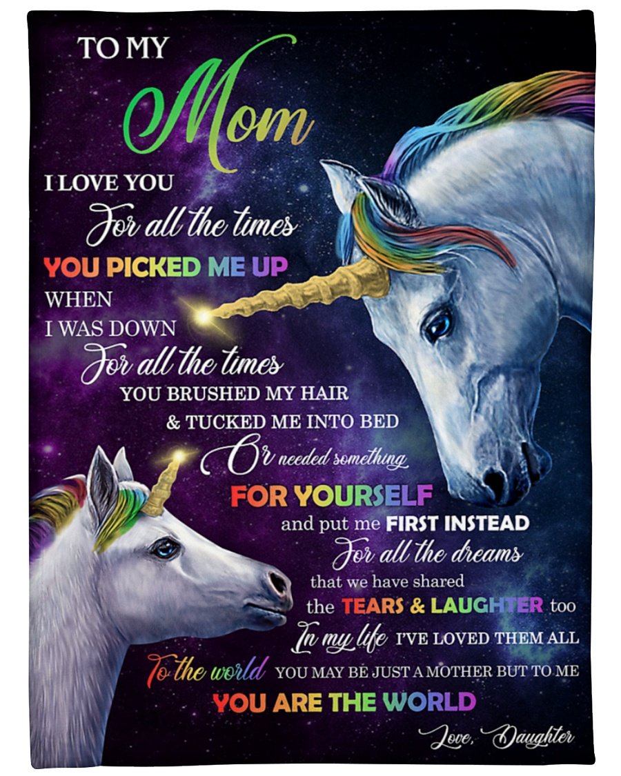 To My Mom From Daughter You Picked Me Up Unicorn Fleece Blanket – Quilt Blanket, Thank You Gifts For Mother’s Day, Best Mother’s Day Gift Ideas, Home Decor Bedding Couch Sofa Soft and Comfy Cozy