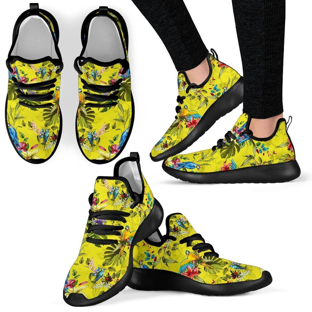 Parrot Tropical Pattern Print Mesh Knit Shoes