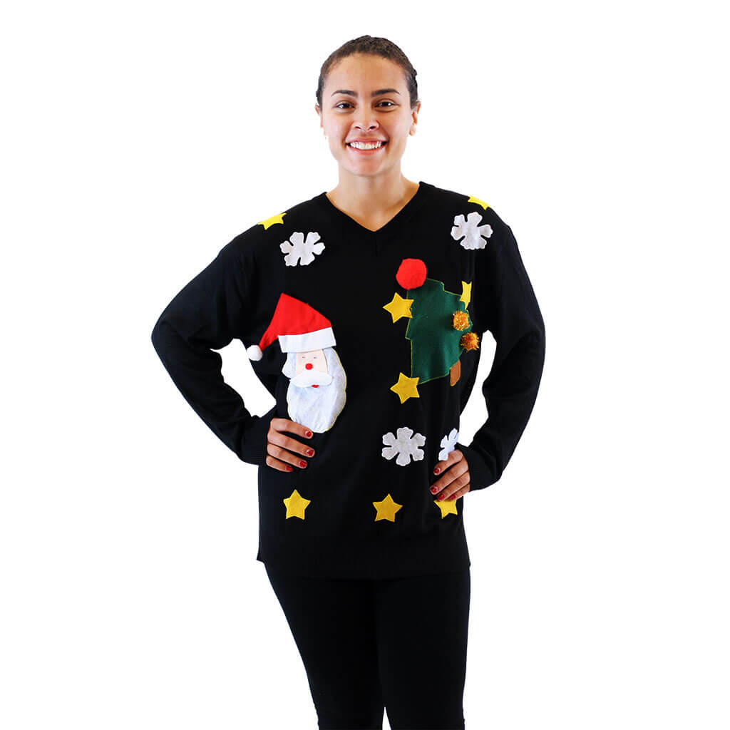 Women’S Stars And Santa Ugly Christmas Sweater