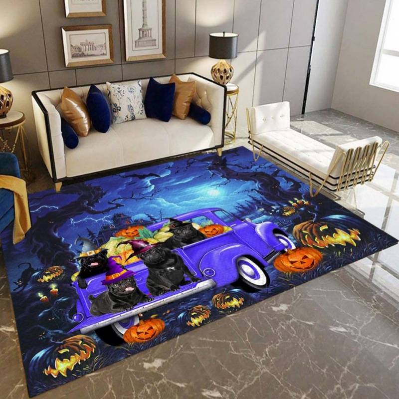 Black Pug Halloween Night D2708 Rectangle Rug