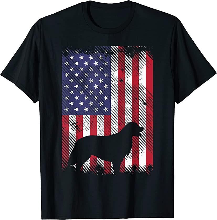 America Flag Golden Retriever Vintage US Patriotic Dog Gift T-Shirt