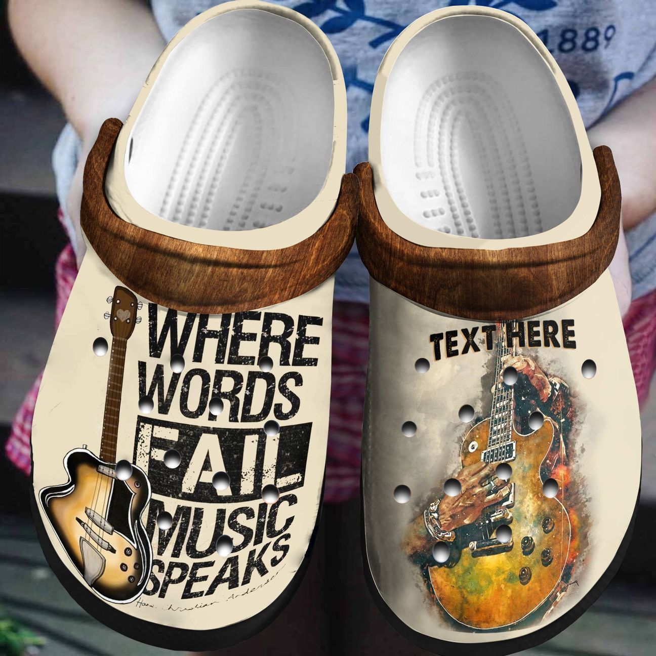 Guitar Personalized Clog, Custom Name, Text, Color, Number Fashion Style For Women, Men, Kid, Print 3D Music Speaks