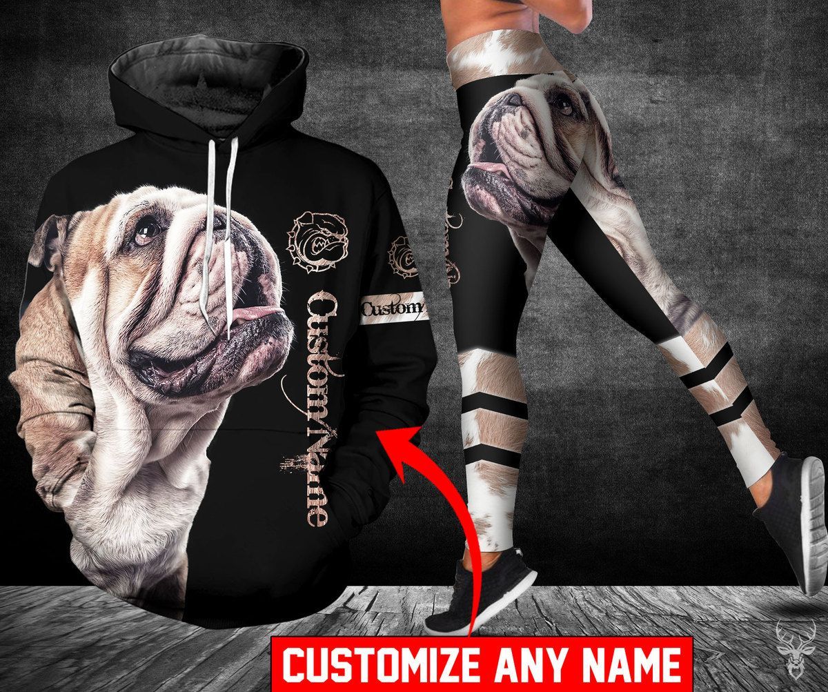 TJJ022010O03FF BULLDOG CUSTOM NAME HOODIE LEGGING PP