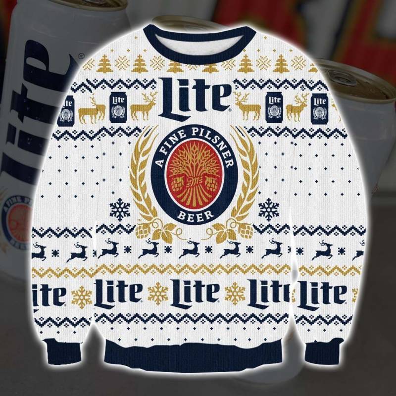 Miller Lite V5 3D Print Ugly Christmas Sweatshirt