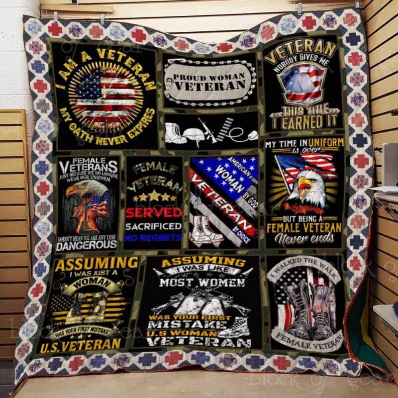 A BC – Proud Woman Veteran Quilt Blanket