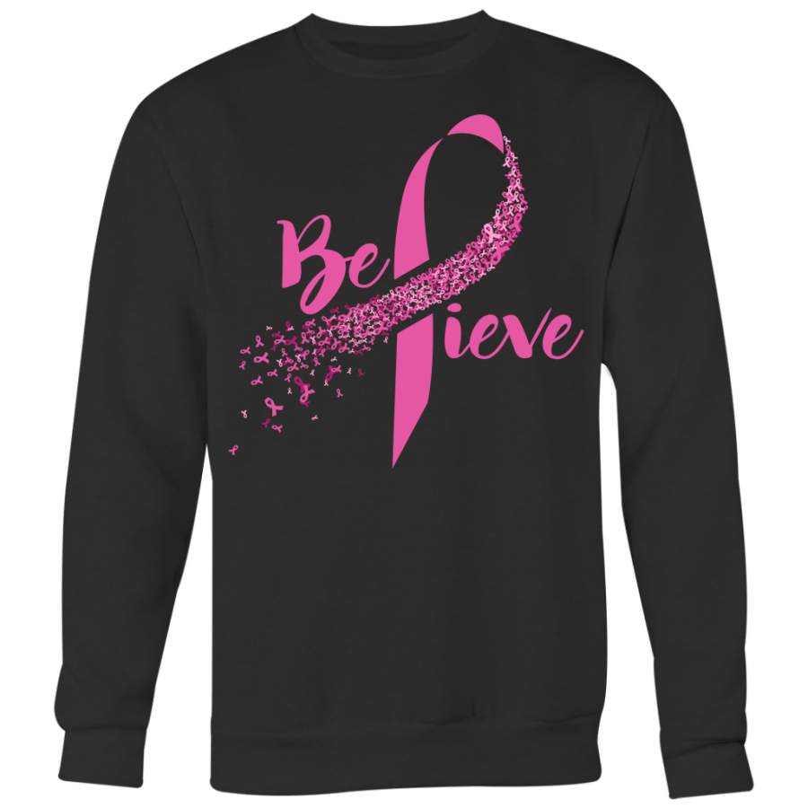 Breast Cancer Awareness Shirt, Believe Pink Ribbon Shirt