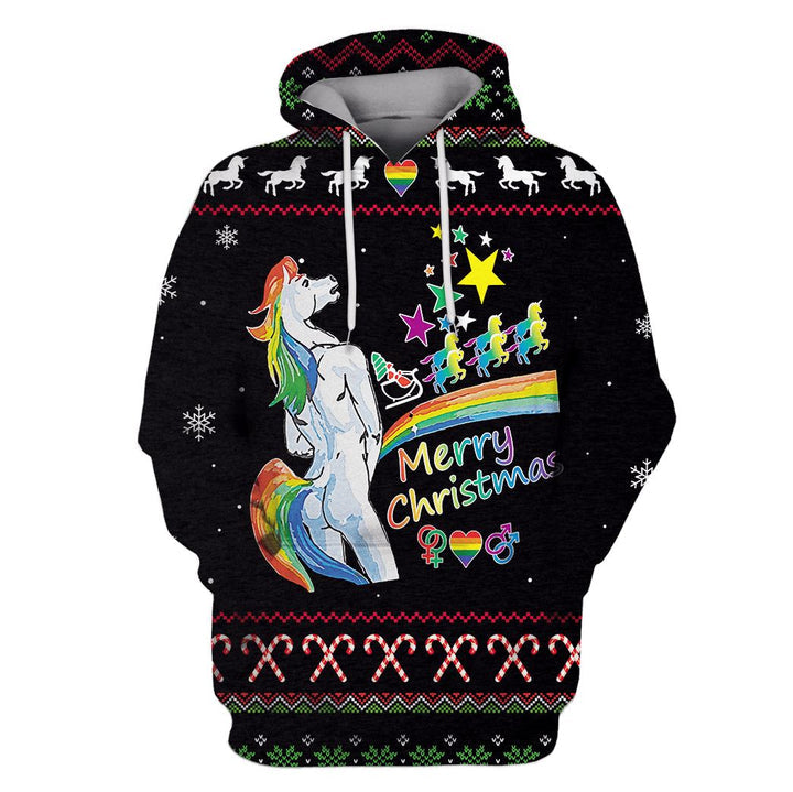 Waybackapparel Ugly Unicorn Merry Christmas Custom 3D All Over Print