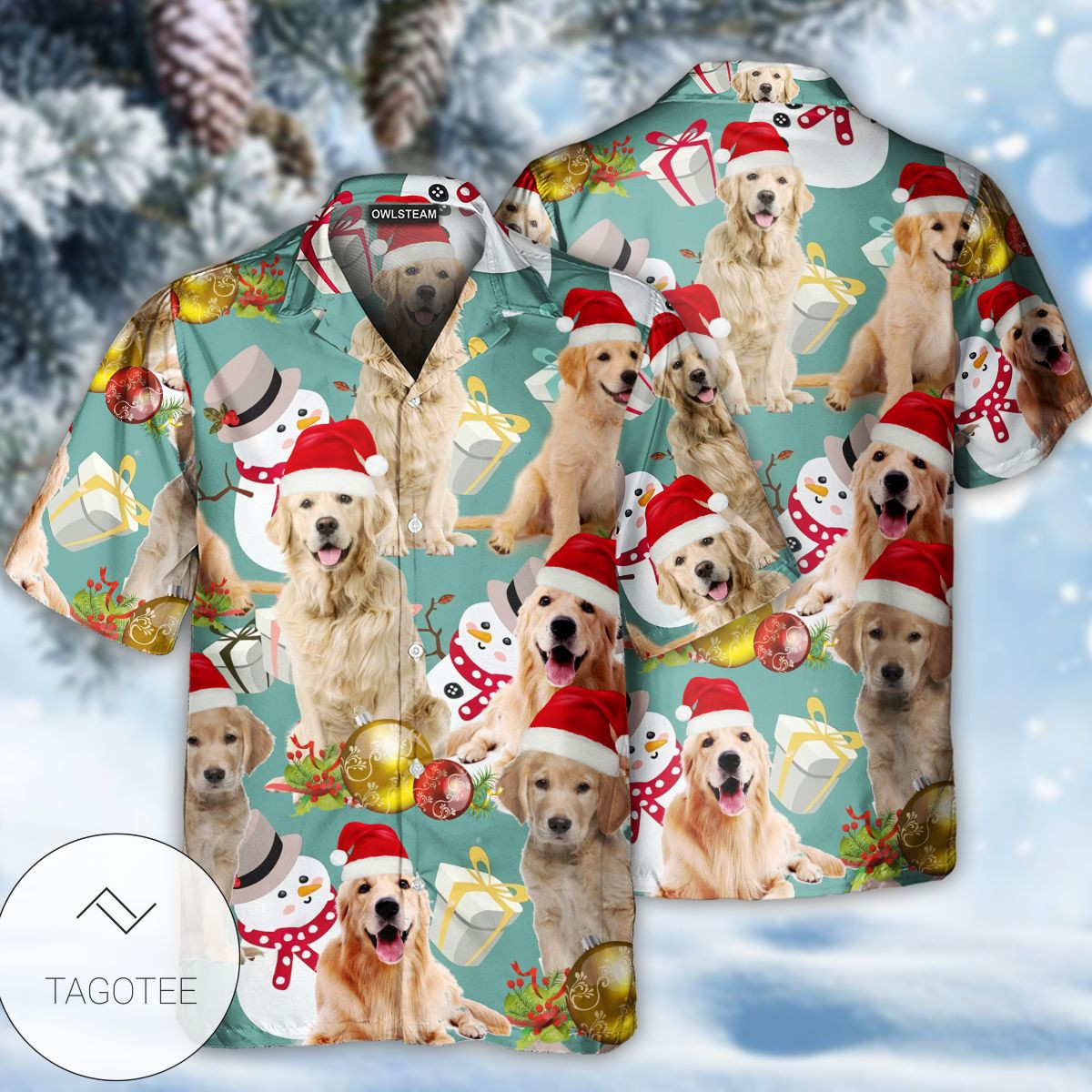 Christmas Hawaii Golden Retriever Button Up Shirt For Men Ha90337