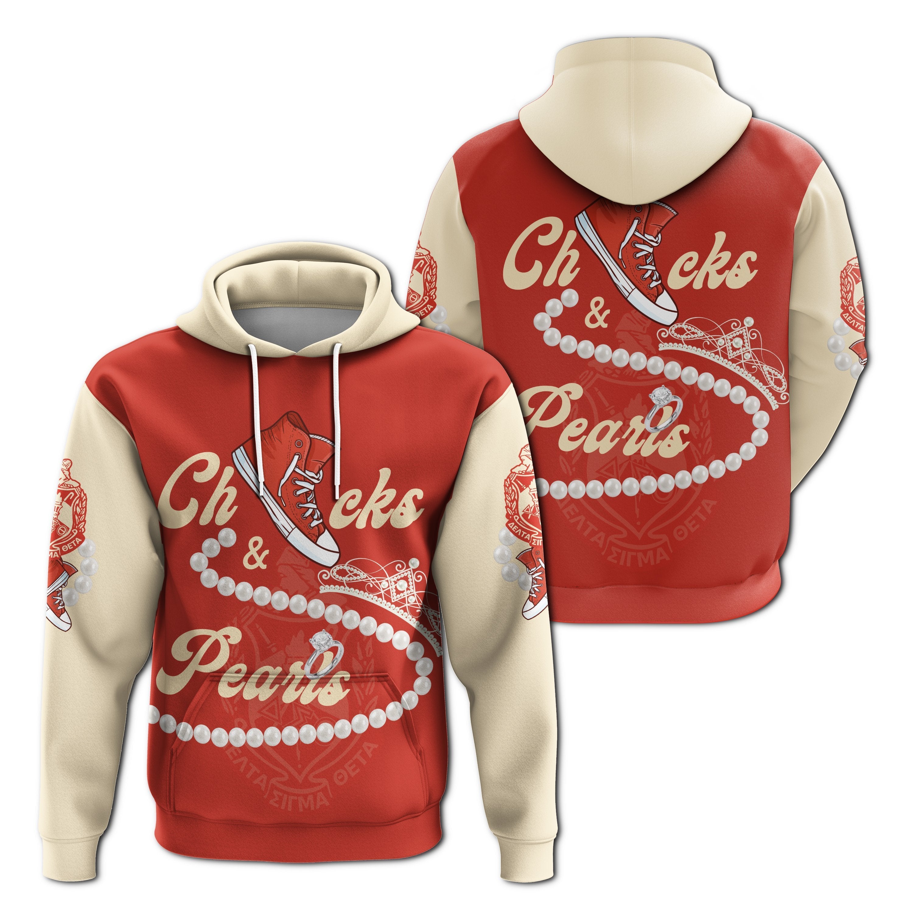 Greek Life Hoodie – Delta Sigma Theta Chucks And Pearls Pullover K.H Pearls