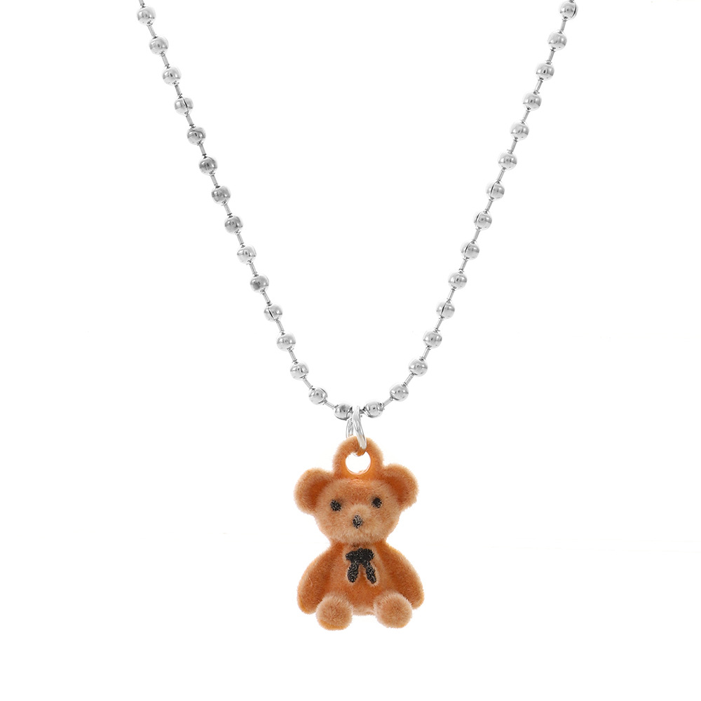 Creative Cute Bear Pendant Necklace For Women Girl Korean Fashion Bear Long Sweater Neck Chain Necklace Punk Party Jewelry Gifts alx