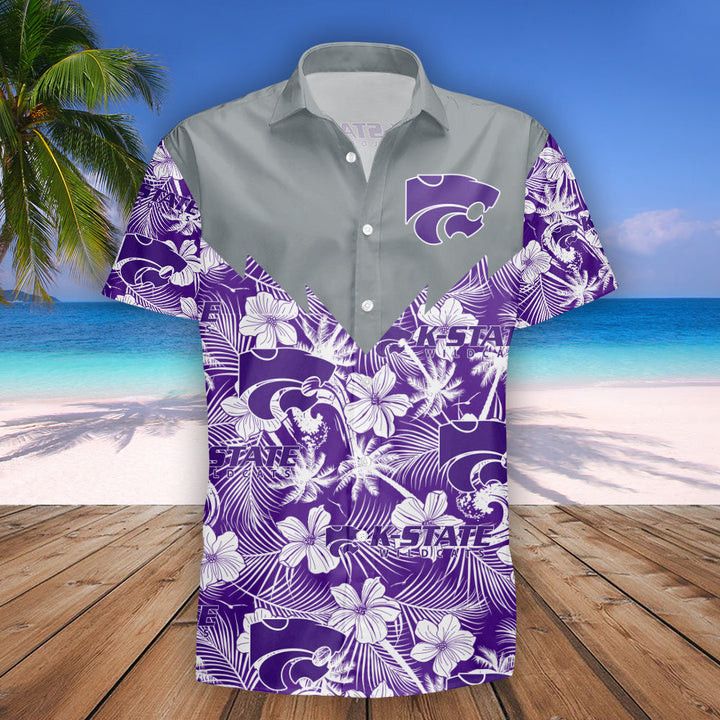 NCCA Kansas State Wildcats Flowers Purple Silver Trendy Hawaiian Shirt Aloha Shirt