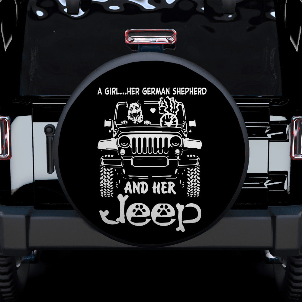 A Girl And Her German Shepherd Jeep Car Spare Tire Covers Gift For Campers