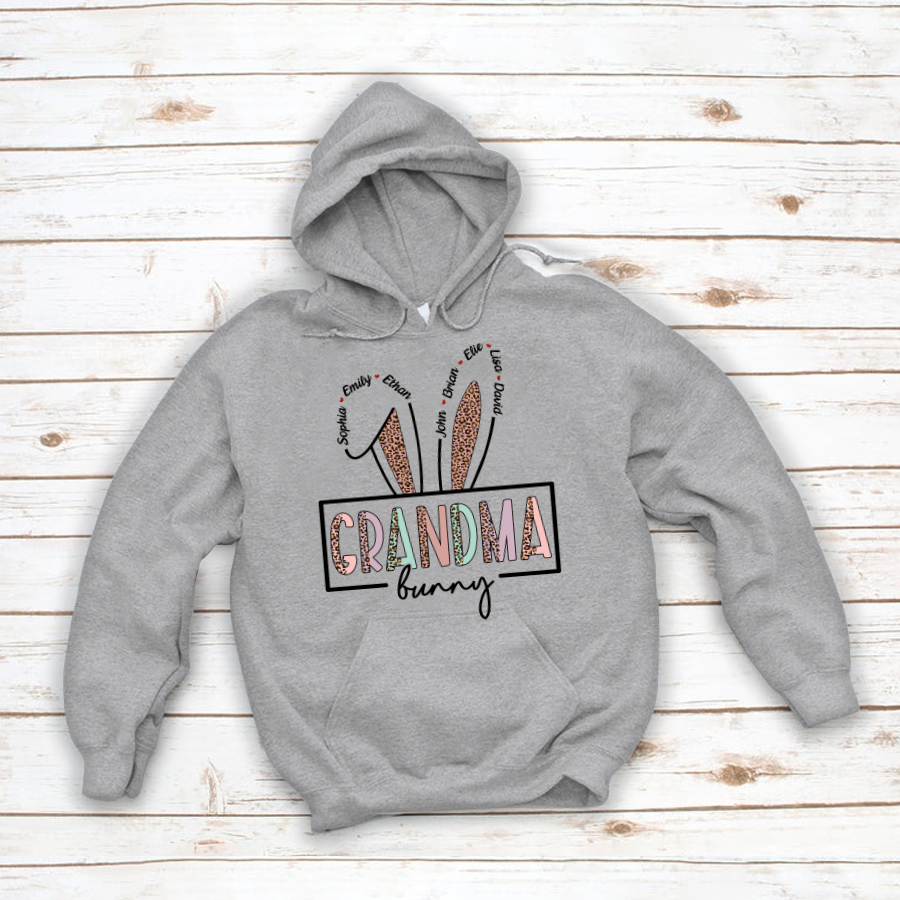 Personalized Grandma Bunny With Grandkids Cute Easter Day Hoodie