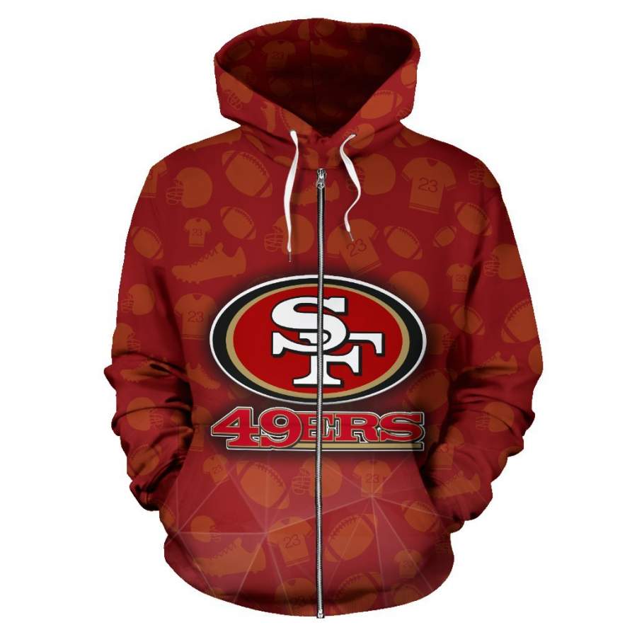 San Francisco 49ers Zip-up Hoodie All Over Print