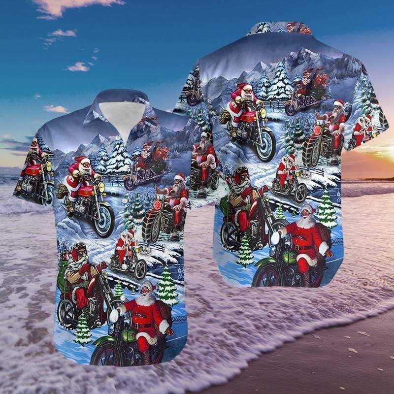 Hawaii Aloha Shirts Christmas Driving With Santa Claus Ha41215