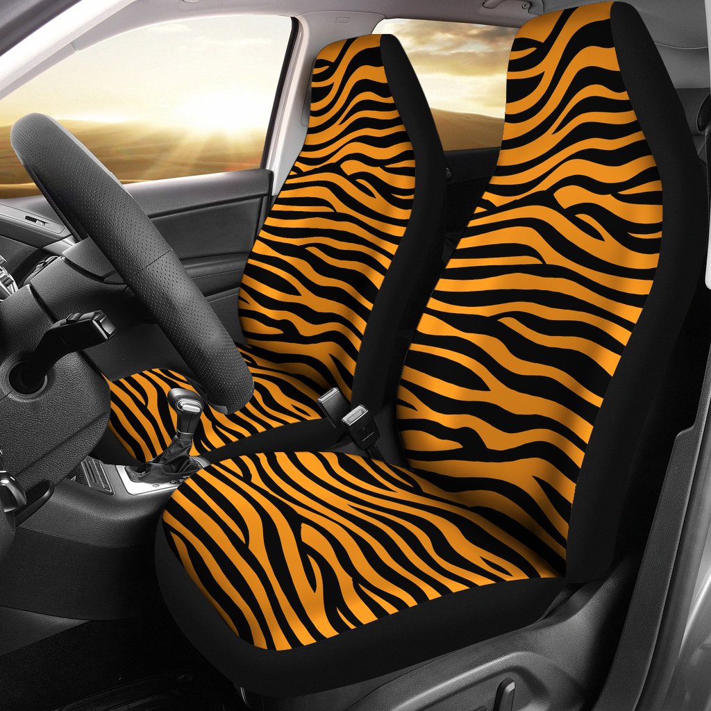 Bengal Tigers Skin Print Pattern Background Universal Fit Car Seat Covers