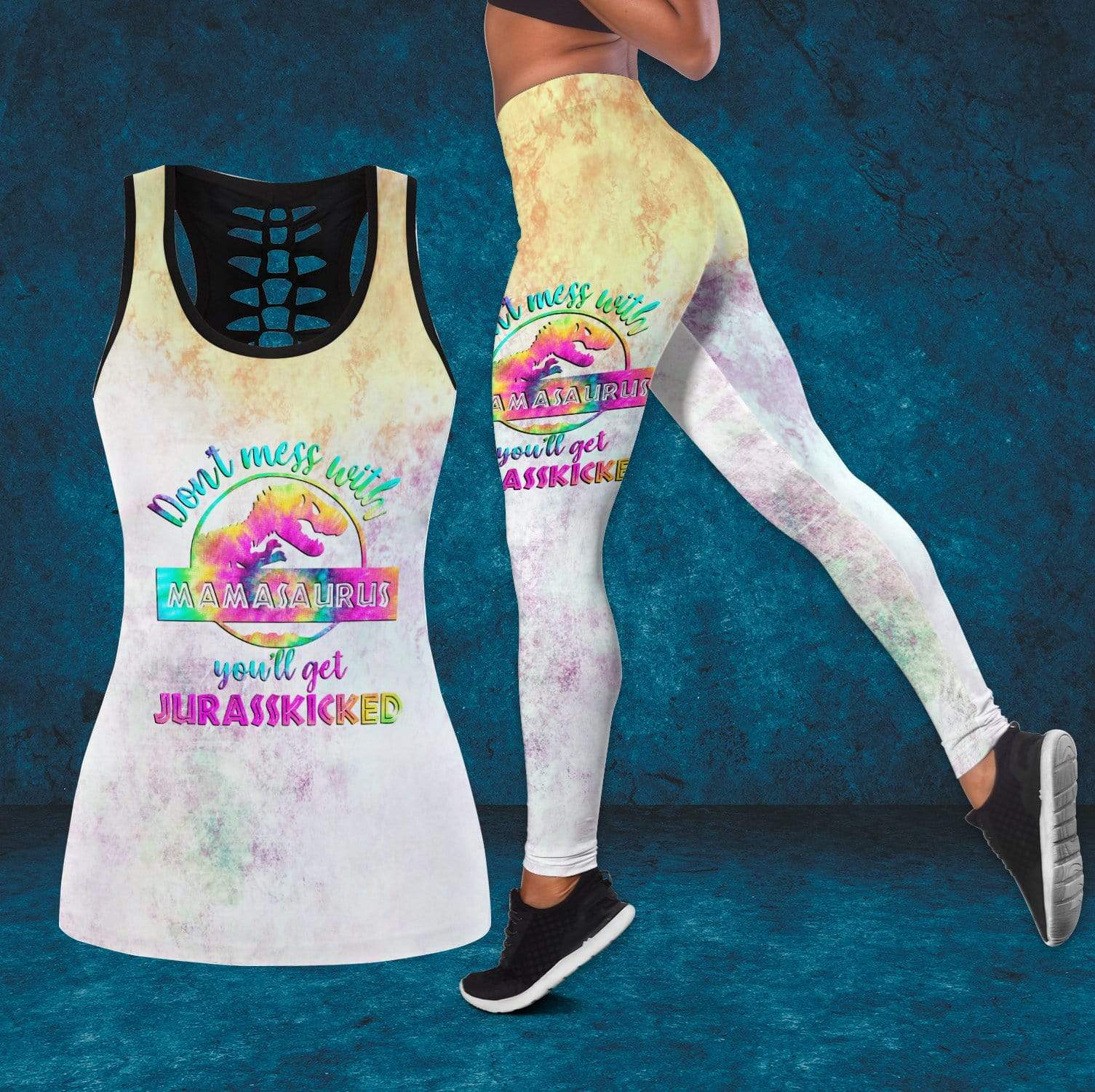 Gift For Mother – Don’t Mess With Mamasaurus White Hollow Tank Top – Legging 3D