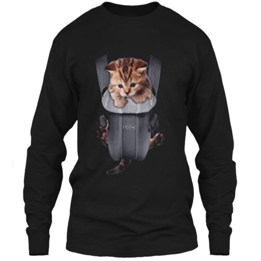 Meow Cat Kitten Carrier  LS Ultra Cotton Tshirt