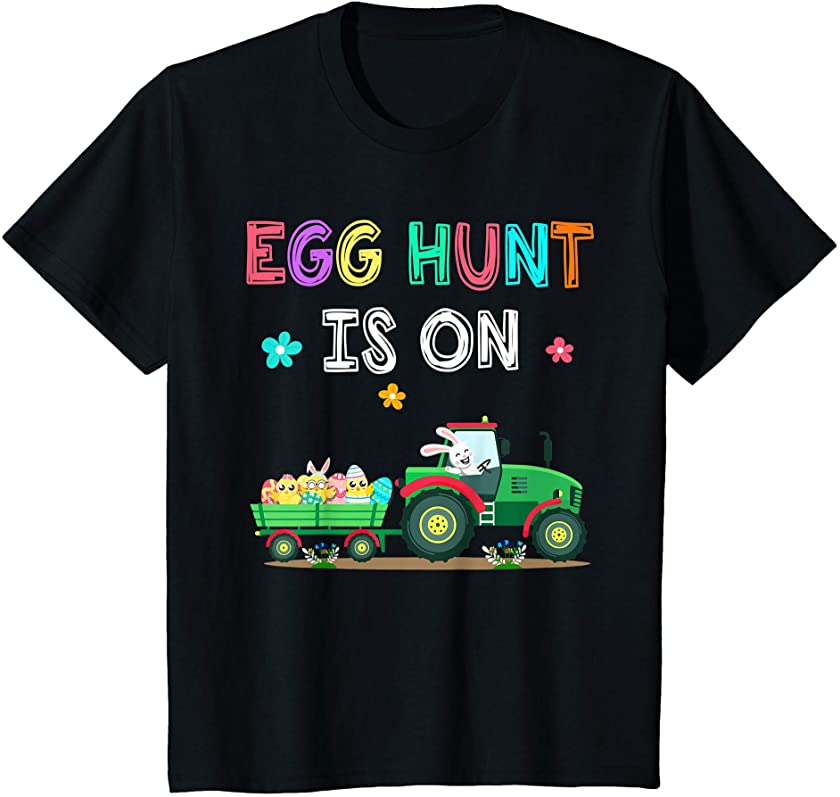 Kids Happy Easter Bunny Tractor Easter Egg Hunt Is On Boys Kids T-Shirt