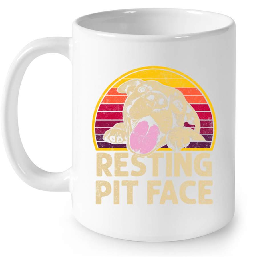 Dog Pitbull Resting Pit Face Funny gift For Pitbull Lovers Classic Vintage – Coffee White Mug