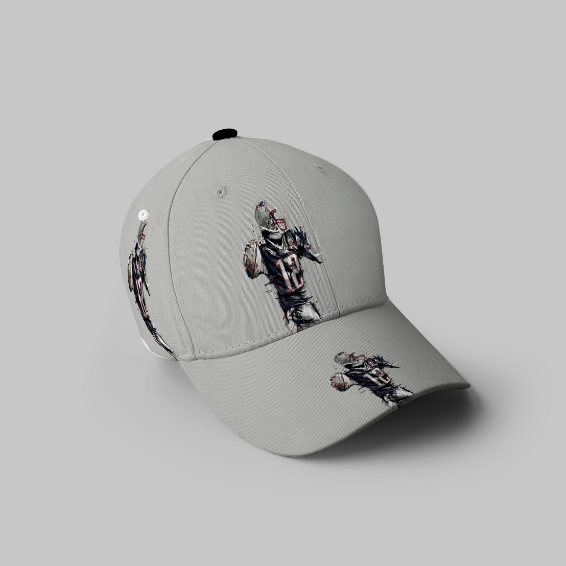 New England Patriots Tom Brady Gray 3D Printing Baseball Cap Classic Hat