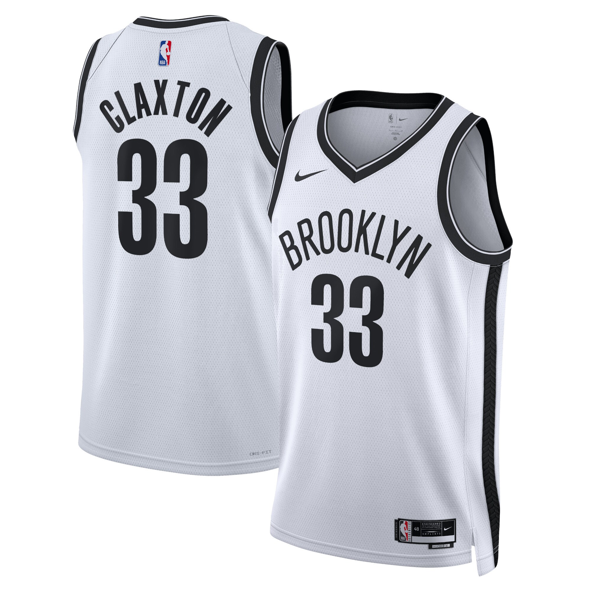 Brooklyn Nets Association Edition Swingman Jersey – White – Nic Claxton – Unisex