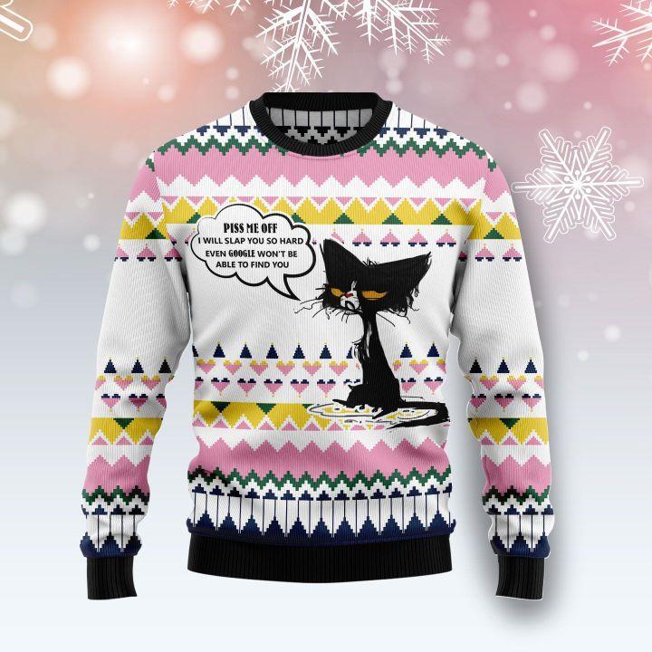 Black Cat Piss Me Off Ugly Christmas Sweater | Unisex | Adult | Us1766