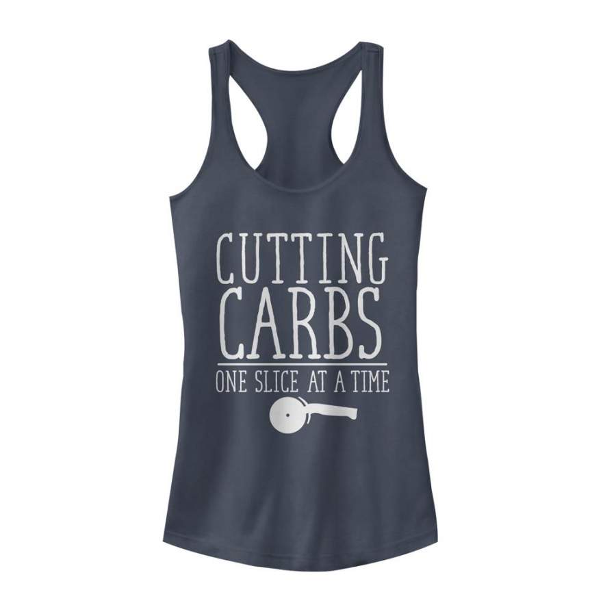 CHIN UP Junior’s Cutting Pizza Carbs  Racerback Tank Indigo