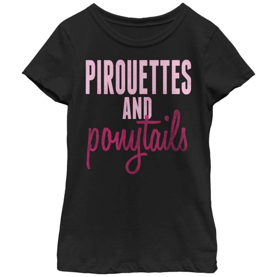 CHIN UP Girl’s Pirouettes and Ponytails  T Shirt Black