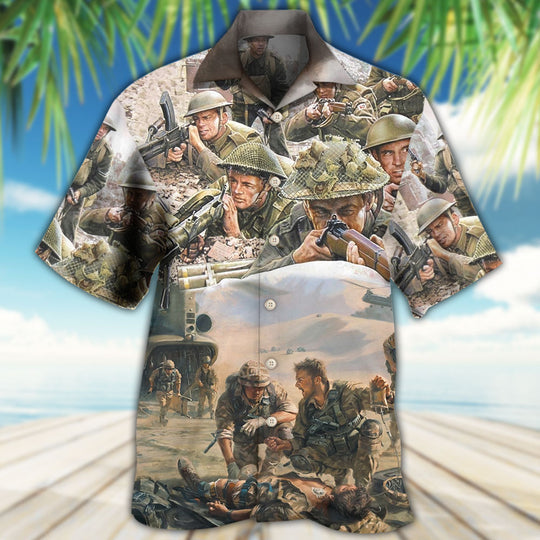 Veteran War Painting Fighting Together Hawaiian Shirt | Hw3313
