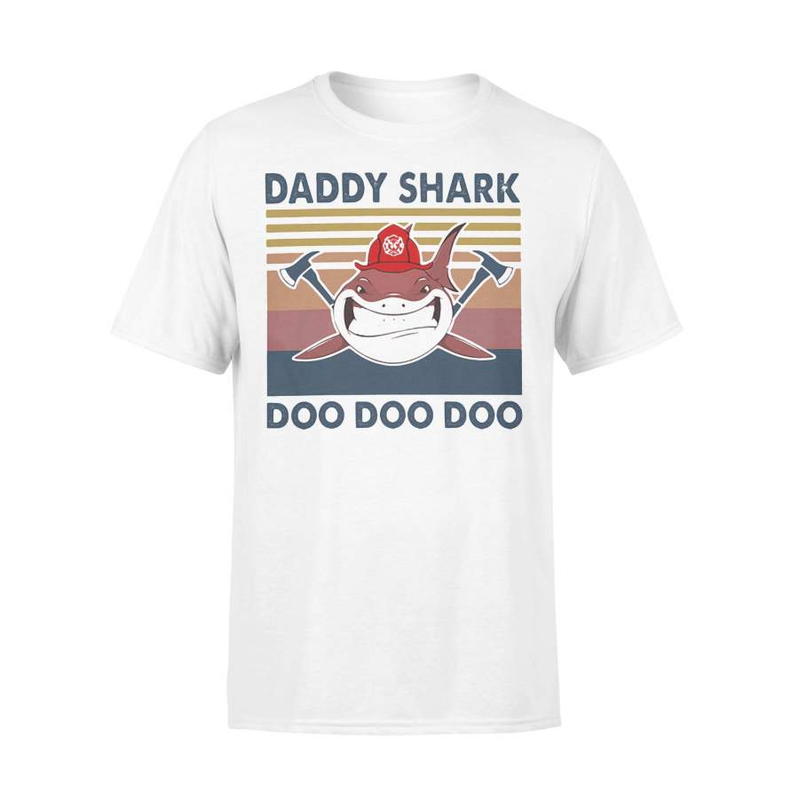 Firefighter Daddy Shark Doo Doo Doo Vintage T-shirt