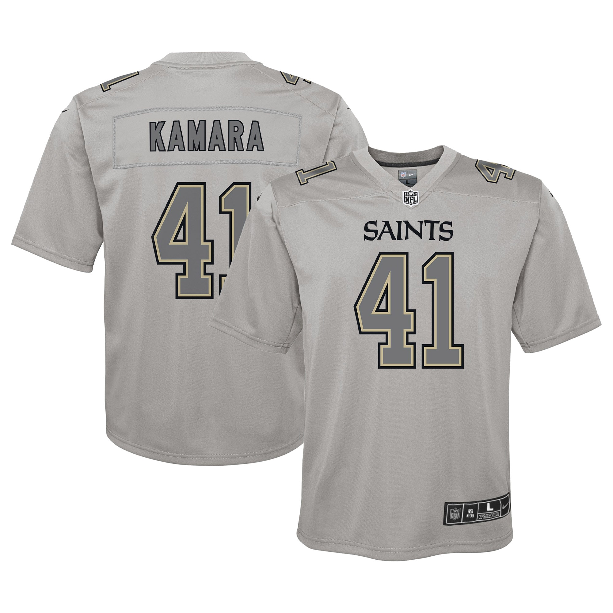 Youth New Orleans Saints Alvin Kamara Gray Atmosphere Game Jersey