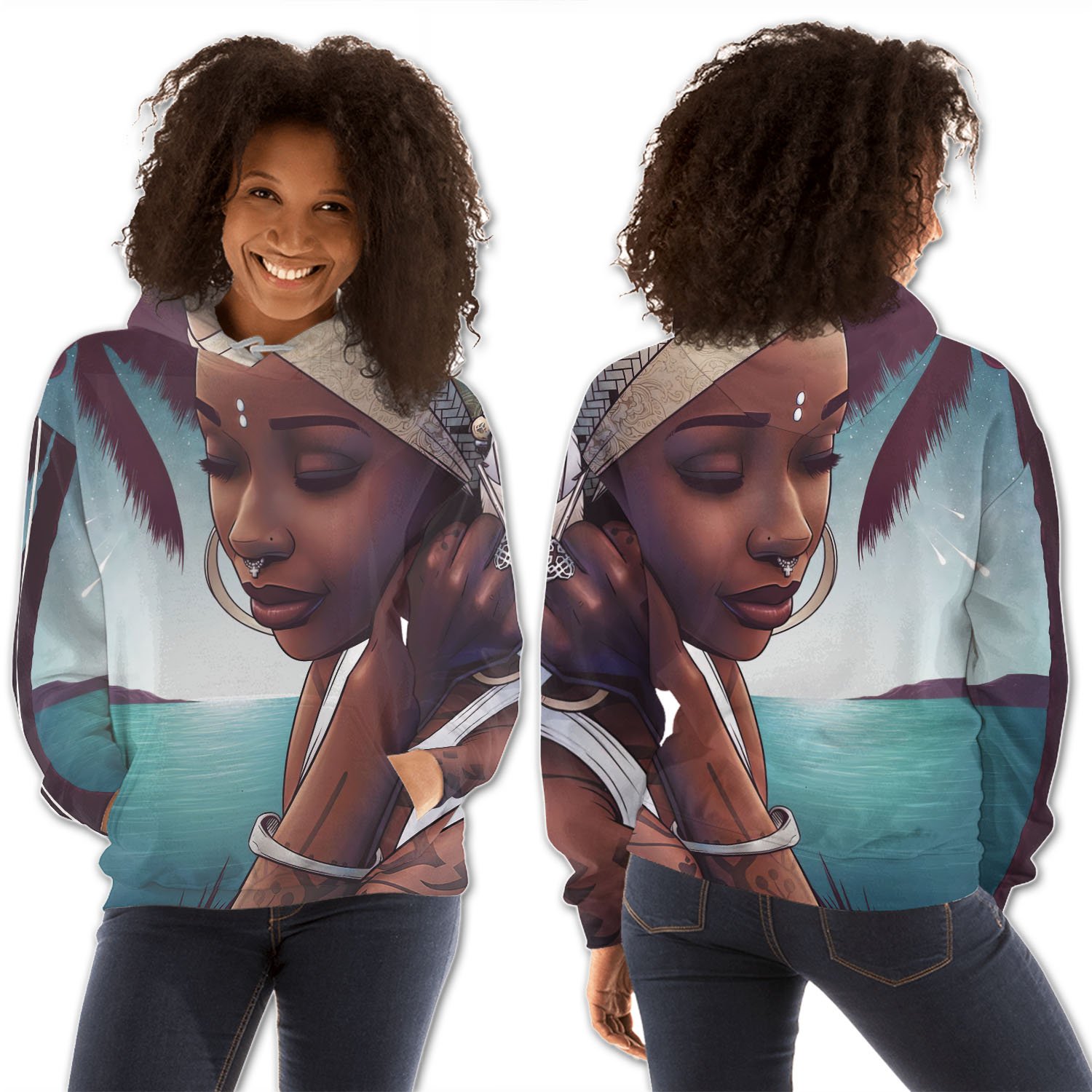 African American Hoodies Pretty Black American Girl Afrocentric Clothing