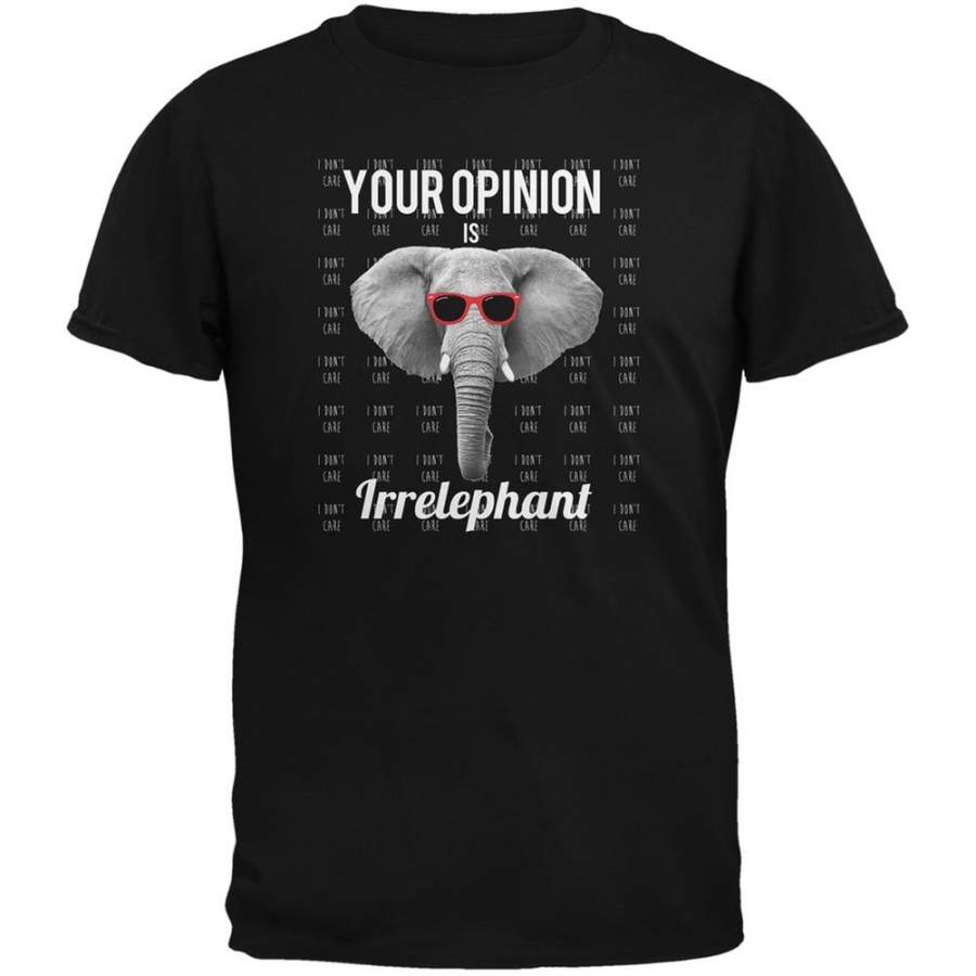 Paws – Elephant Your Opinion is Irrelephant Black Adult T-Shirt