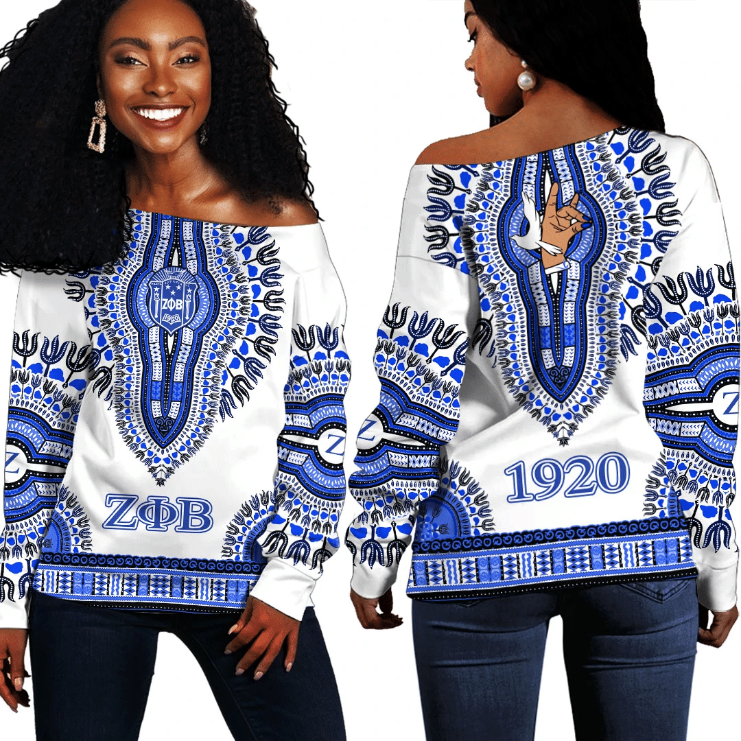 Sorority Sweatshirt – Zeta Phi Beta Dashiki Women Off Shoulder