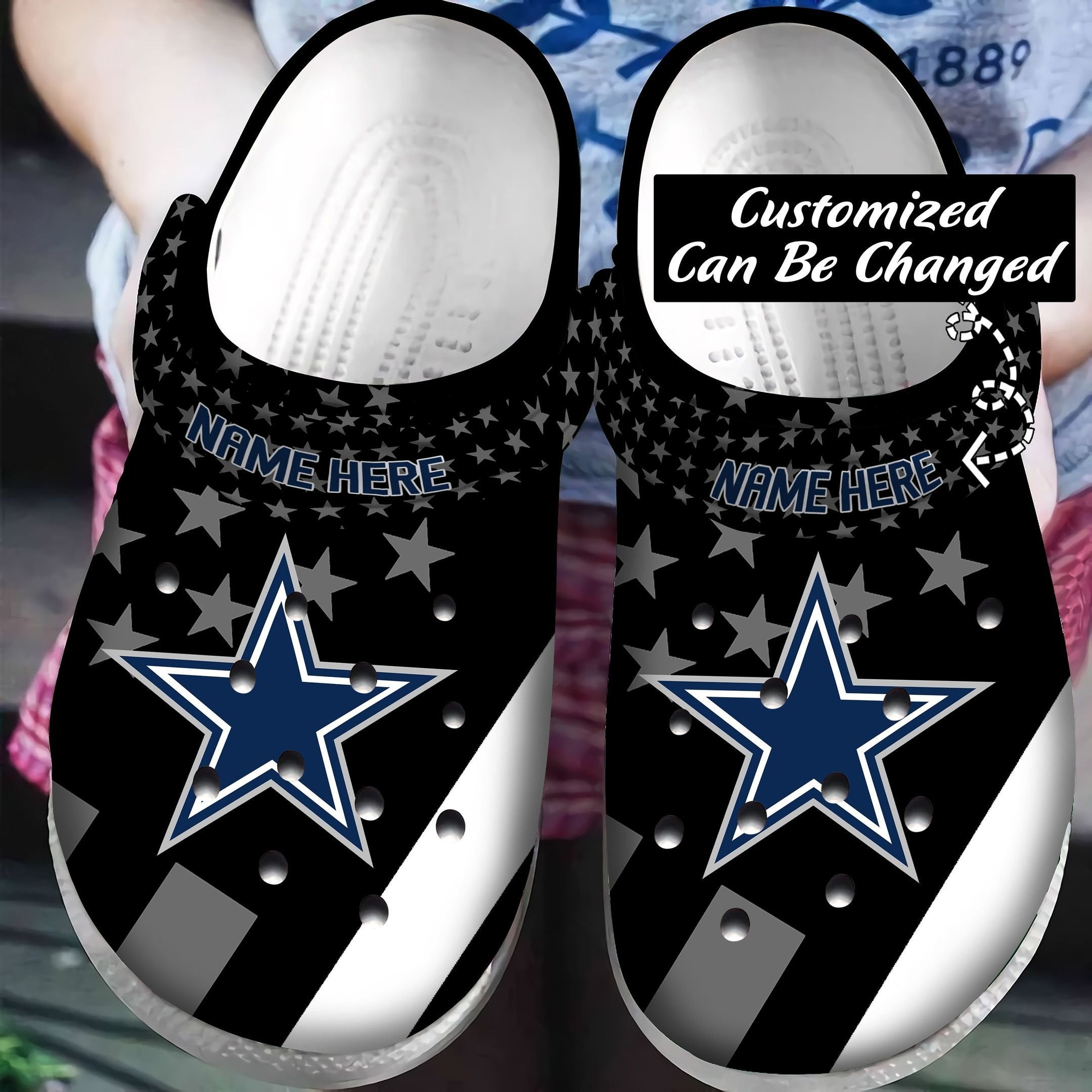 Football Dallas Cowboys Star New Custom Name Crocss Crocband Clog Comfortable Water Shoes